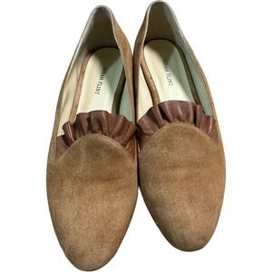 Sarah Flint Brown Suede Leather Ruffle Loafer Women Size 37.5 Natalie Made Italy